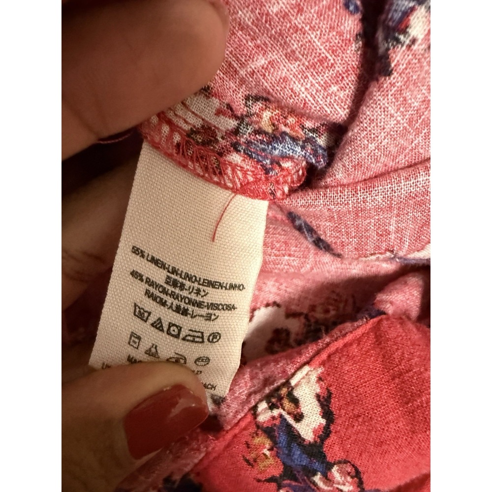 Free People Extreme Wide Leg Floral Boho Pants In Red Women's Size L - Picture 10 of 10